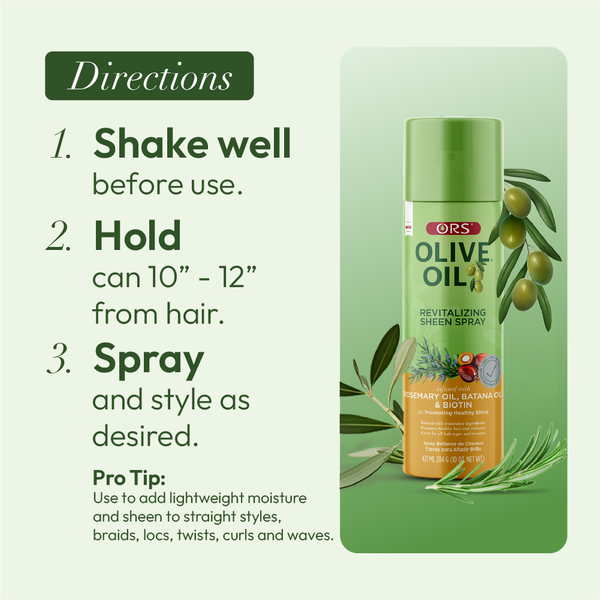 ORS OLIVE OIL SHEEN SPRAY REVITALIZING ROSEMARY BATANA 10 OZ