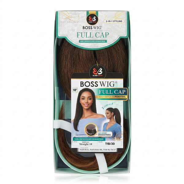 Bobbi Boss Boss Wig Full Cap MHFC001 Straight 18" – 100% Human Hair