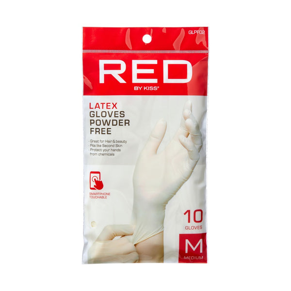 RED POWDER-FREE LATEX GLOVES 10CT