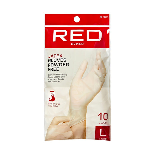 RED POWDER-FREE LATEX GLOVES 10CT