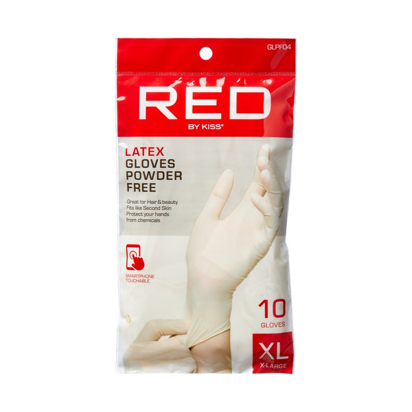 RED POWDER-FREE LATEX GLOVES 10CT