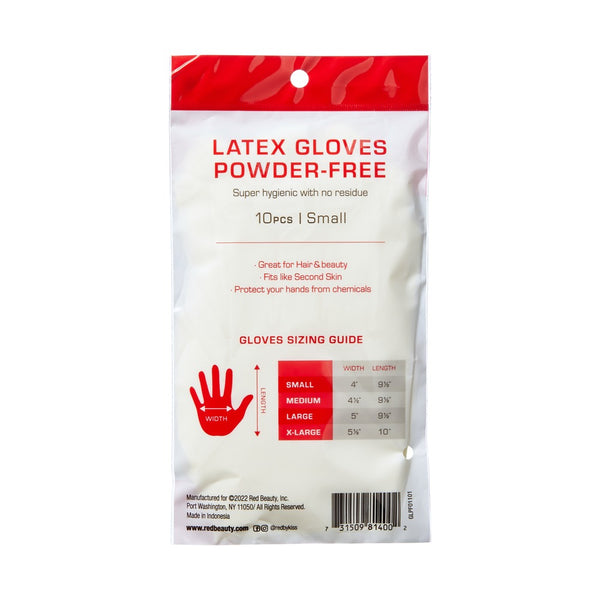 RED POWDER-FREE LATEX GLOVES 10CT