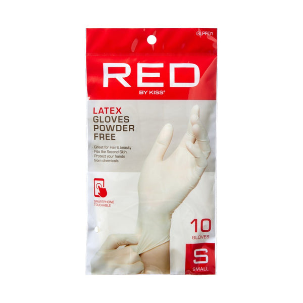 RED POWDER-FREE LATEX GLOVES 10CT