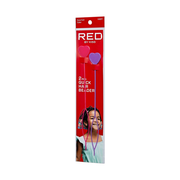 RED HAIR BEADS BEADER 2PCS