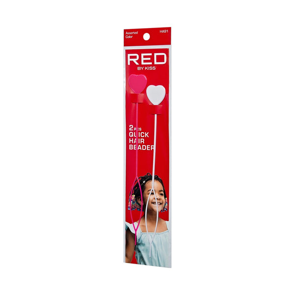RED HAIR BEADS BEADER 2PCS