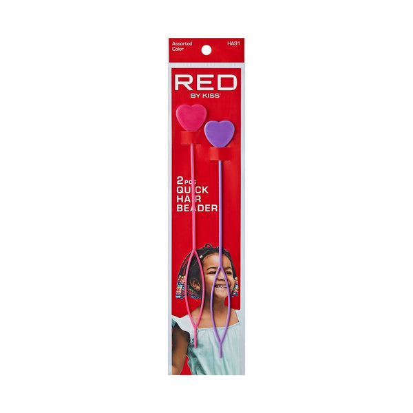 RED HAIR BEADS BEADER 2PCS