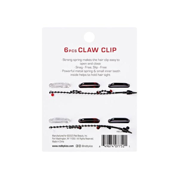 RED HAIR CLAW CLIP 6PCS