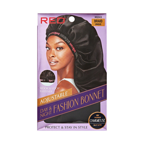 RED ADJUSTABLE FASHION BRAID BONNET