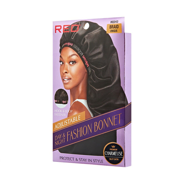 RED ADJUSTABLE FASHION BRAID BONNET