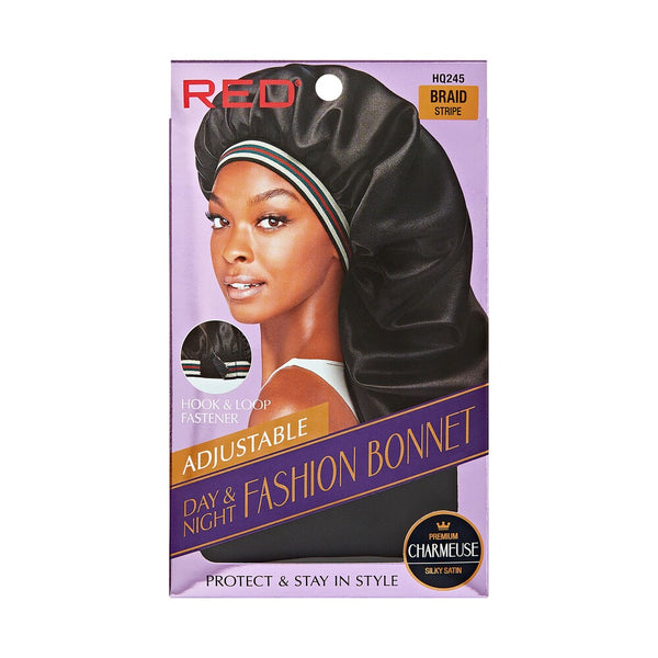 RED ADJUSTABLE FASHION BRAID BONNET