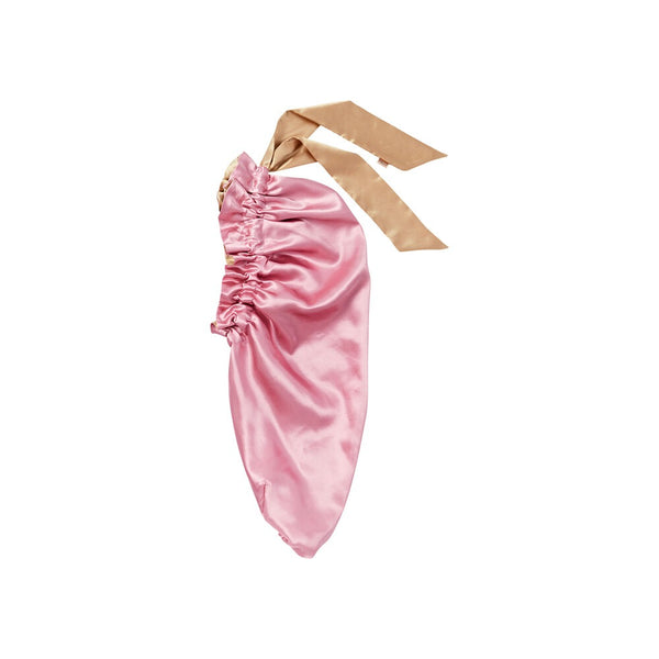 RED RUFFLE TIE BONNET BRAID BABY PINK/CREAM - (HQ265)