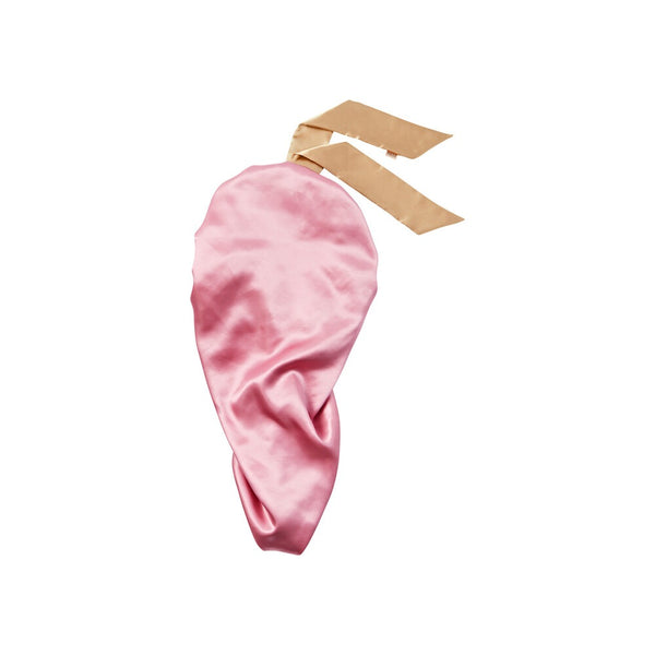 RED RUFFLE TIE BONNET BRAID BABY PINK/CREAM - (HQ265)