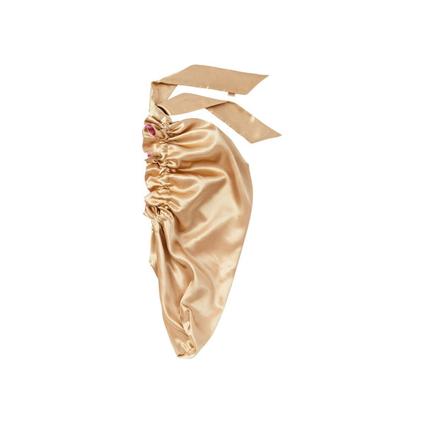 RED RUFFLE TIE BONNET BRAID BABY PINK/CREAM - (HQ265)