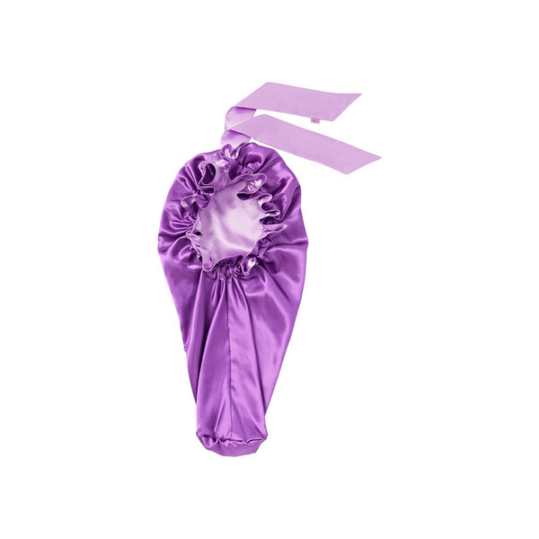 RED RUFFLE TIE BONNET BRAID LAVENDER/LILAC - (HQ266)
