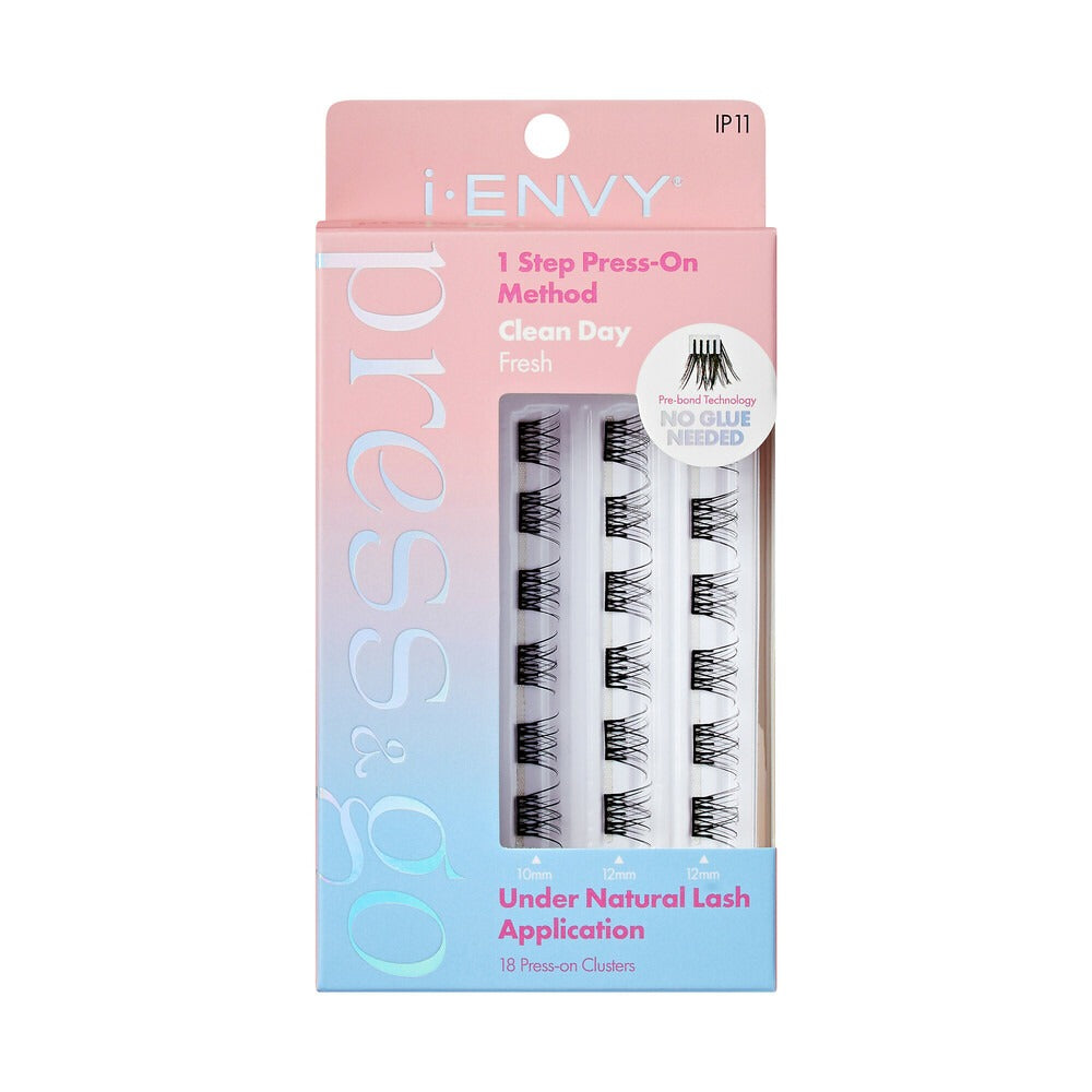 Kiss i-ENVY Clean Day FRESH - Under Natural Lash App 18-Press On Clusters (10mm, 12mm, 12mm) IP11