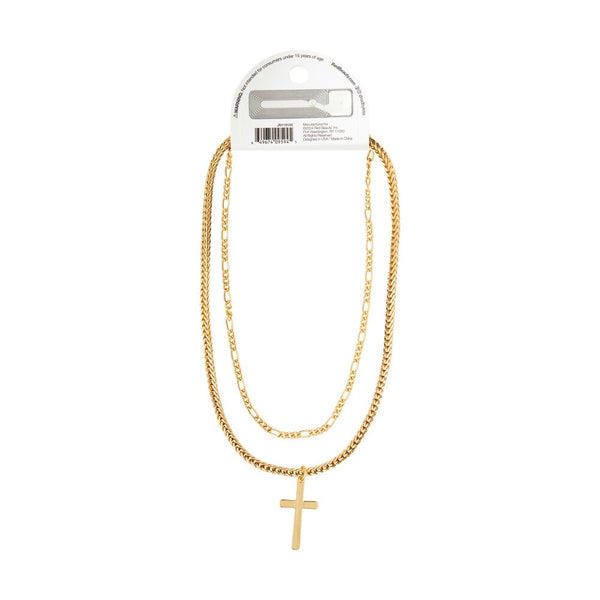 GOLD CHARM BLACK GEM NECKLACE 18" +3" (JN118)