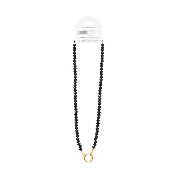 GOLD CHARM BLACK GEM NECKLACE 18" +3" (JN188)