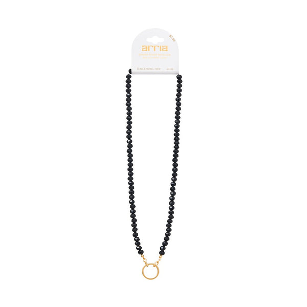 GOLD CHARM BLACK GEM NECKLACE 18" +3" (JN188)