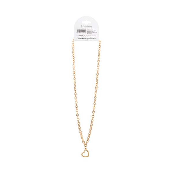 GOLD CHARM CHAIN HEART NECKLACE 18" +3" (JN190)