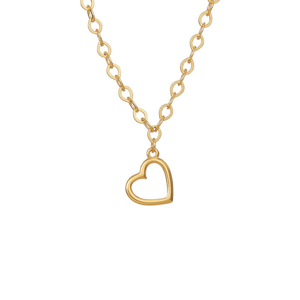 GOLD CHARM CHAIN HEART NECKLACE 18" +3" (JN190)