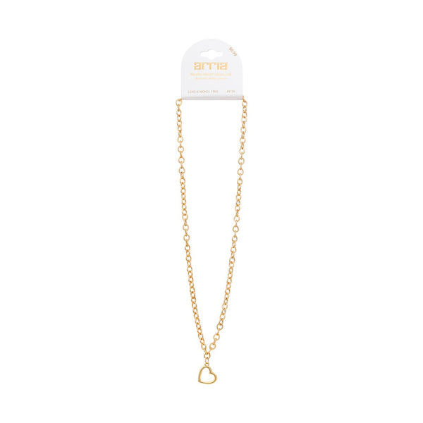 GOLD CHARM CHAIN HEART NECKLACE 18" +3" (JN190)