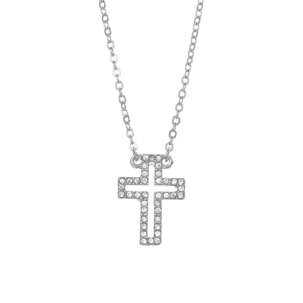 W.G 2 LAYERED CROSS PENDANT NECKLACE (JN232)