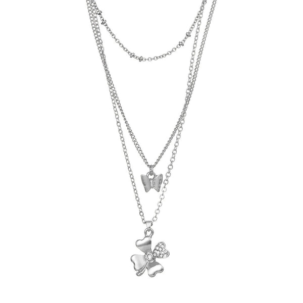 W.G 3 LAYERED CLOVER CHARM NECKLACE (JN235)