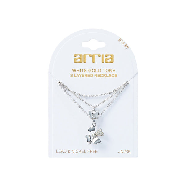 W.G 3 LAYERED CLOVER CHARM NECKLACE (JN235)