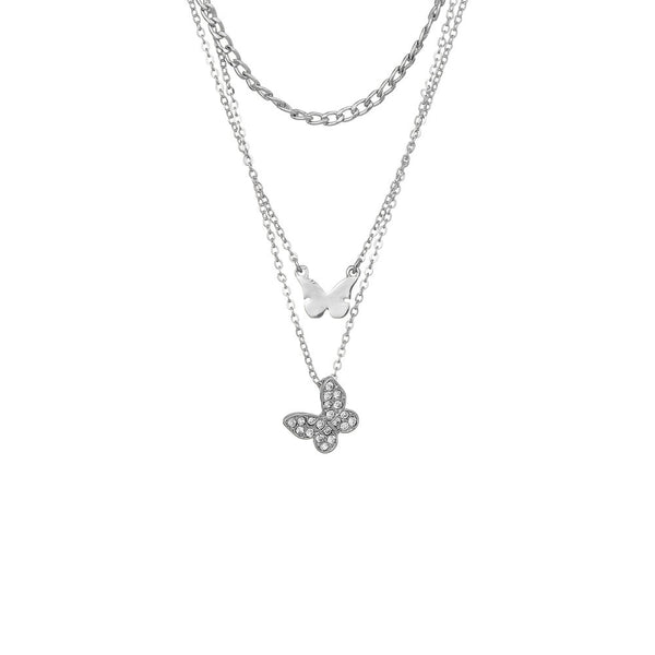 W.G 3 LAYERED BUTTERFLY PENDANT NECKLACE (JN236)