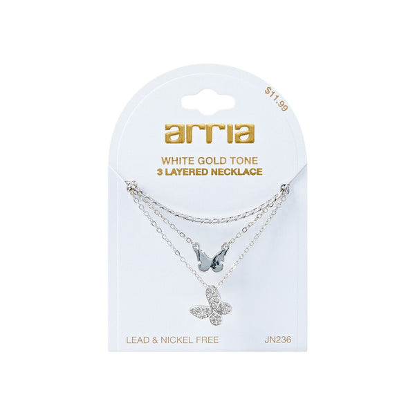 W.G 3 LAYERED BUTTERFLY PENDANT NECKLACE (JN236)