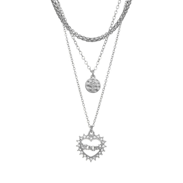 W.G 3 LAYERED HEART PENDANT NECKLACE (JN237)