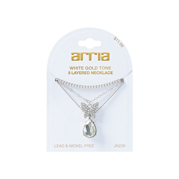 W.G 3 LAYERED BUTTERFLY CHARM NECKLACE (JN239)