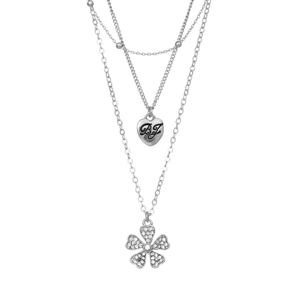 W.G 3 LAYERED HEART FLOWER NECKLACE (JN241)