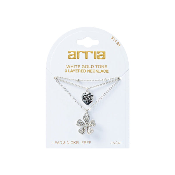 W.G 3 LAYERED HEART FLOWER NECKLACE (JN241)