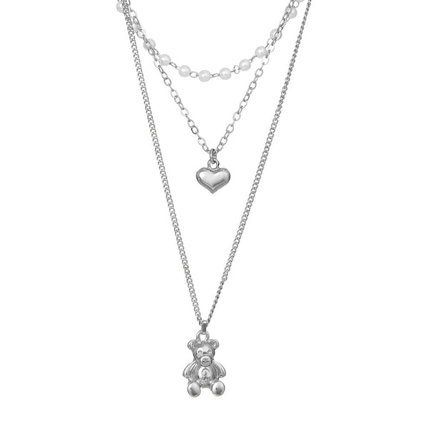 W.G 3 LAYERED TEDDYBEAR NECKLACE (JN243)