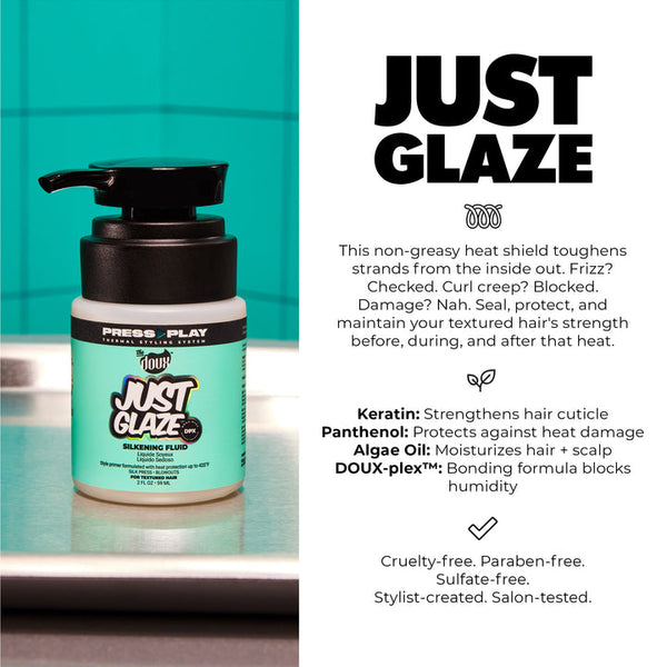 THE DOUX PRESS PLAY JUST GLAZE SILKENING FLUID 2OZ