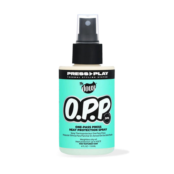 THE DOUX PRESS PLAY O.P.P. ONE PASS PRESS HEAT PROTECT SPRAY 4OZ