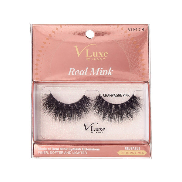 VLUXE REAL MINK LASHES - CHAMPAGNE PINK (VLEC08)