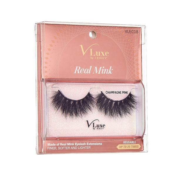 VLUXE REAL MINK LASHES - CHAMPAGNE PINK (VLEC08)