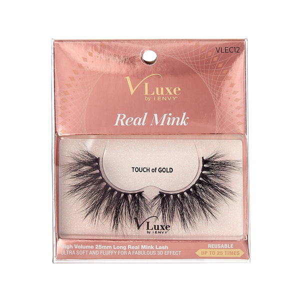 VLUXE REAL MINK LASHES - TOUCH OF GOLD (VLEC12)