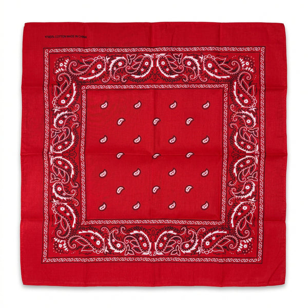 Classic Paisley Bandana – Red, Approx. 21" x 21"