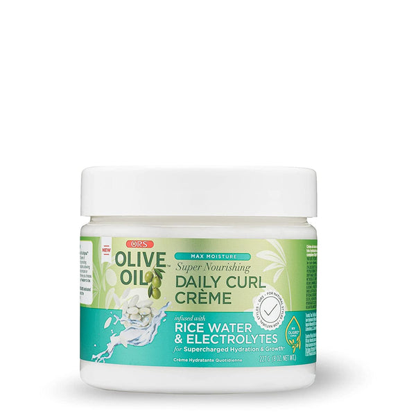 ORS Olive Oil Max Moisture Super Nourishing Daily Curl Crème infused with Rice Water & Electrolytes for Supercharged Hydration & Growth